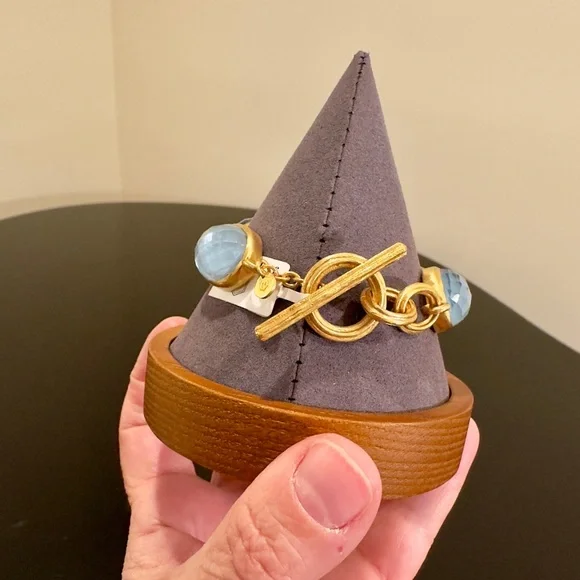 Julie Vos NWT authentic luxury minimalist Iridescent Chalcedony Blue Bracelet - Picture 13 of 17